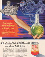 Vintage magazine ad SHELL X100 MOTOR OIL 1951 Boris Artzybasheff artwork