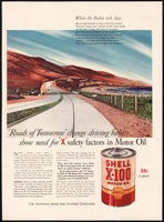 Vintage magazine ad SHELL X100 MOTOR OIL 1941 Lewandowski art Roosevelt Highway