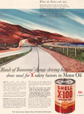 Vintage magazine ad SHELL X100 MOTOR OIL 1941 Lewandowski art Roosevelt Highway