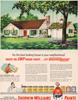 Vintage magazine ad SHERWIN WILLIAMS PAINT 1951 Dave Mink signed art of house