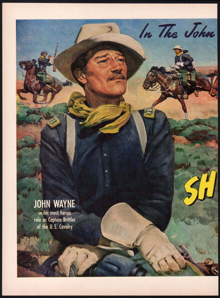 Vintage magazine ad SHE WORE A YELLOW RIBBON movie 1949 John Wayne Joanne Dru 2 page
