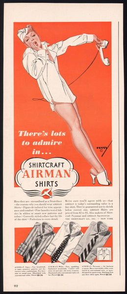 Vintage magazine ad SHIRTCRAFT AIRMAN SHIRTS 1942 George Petty girlie art