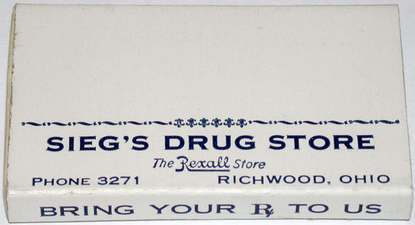 Vintage box SIEGS REXALL prescription Richwood Ohio unused new old stock n-mint