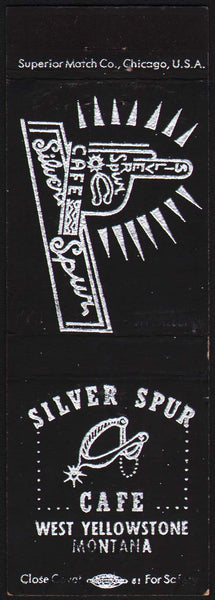 Vintage matchbook cover SILVER SPUR CAFE sign pictured West Yellowstone Montana