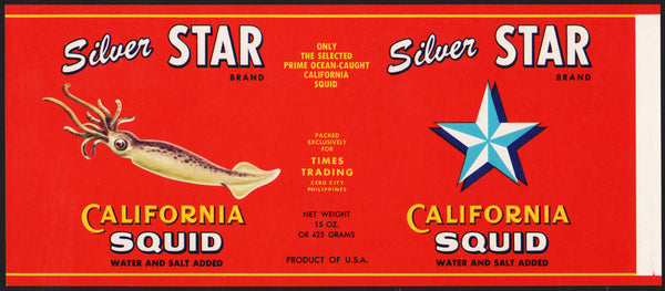 Vintage label SILVER STAR California Squid Times Trading Cebu City Philippines