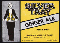 Vintage soda pop bottle label SILVER TRAY GINGER ALE Hastings PA new old stock