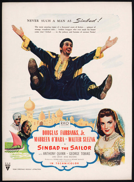 Vintage magazine ad SINBAD THE SAILOR movie 1946 Douglas Fairbanks Jr full color