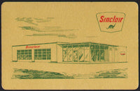 Vintage playing card SINCLAIR gas oil with Dino logo picturing a filling station