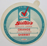 Vintage lid SINTONS Orange Sherbet Sinton Dairy Colorado Springs CO unused n-mint