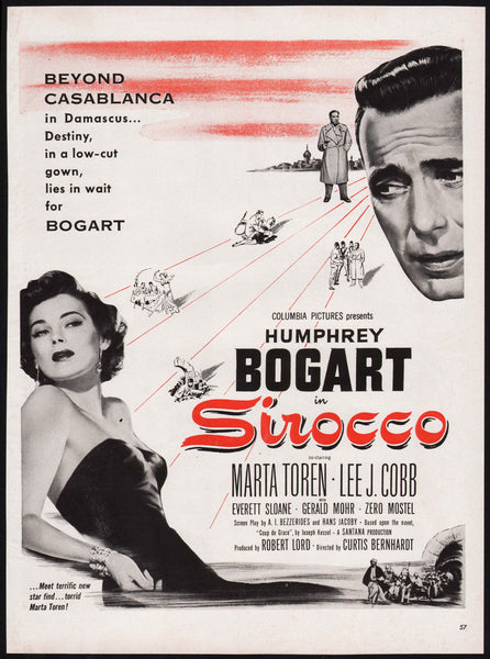 Vintage magazine ad SIROCCO movie from 1951 Humphrey Bogart Marta Toren Lee Cobb