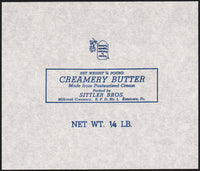 Vintage wrapper SITTLER BROS Creamery Butter Millcreek Kutztown PA unused n-mint+