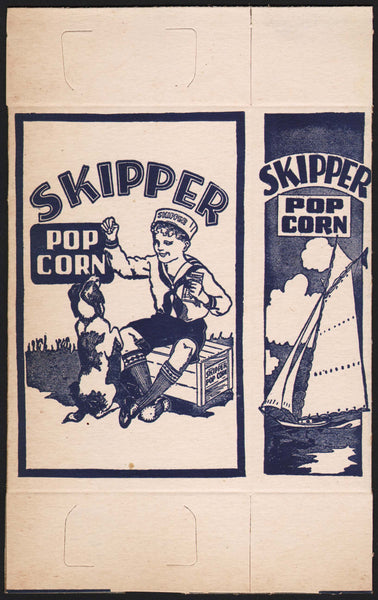 Vintage box SKIPPER POP CORN boy and his dog with a sailboat unused new old stock