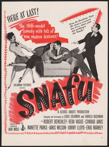 Vintage magazine ad SNAFU movie 1945 Robert Benchley Vera Vague Conrad Janis