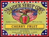 Vintage soda pop bottle label SNAIDER SYRUP CHERRY FRUIT eagle pictured Brooklyn NY