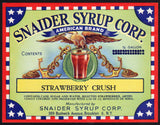 Vintage soda pop bottle label SNAIDER SYRUP STRAWBERRY CRUSH eagle Brooklyn NY