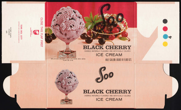 Vintage box SOO ICE CREAM Black Cherry Sault Ste Marie Michigan unused n-mint