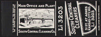 Vintage matchbook cover SOUTH CENTRAL CLEANERS Kansas City MO salesman sample