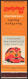 Vintage matchbook cover SOUTHERN PACIFIC Daylights train pictured Los Angeles