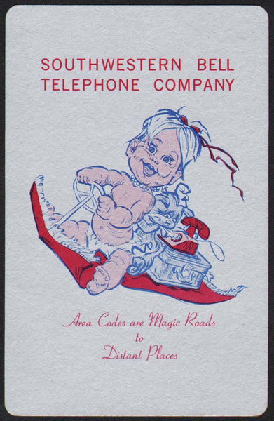 Vintage playing card SOUTHWESTERN BELL TELEPHONE Magic Roads silver background