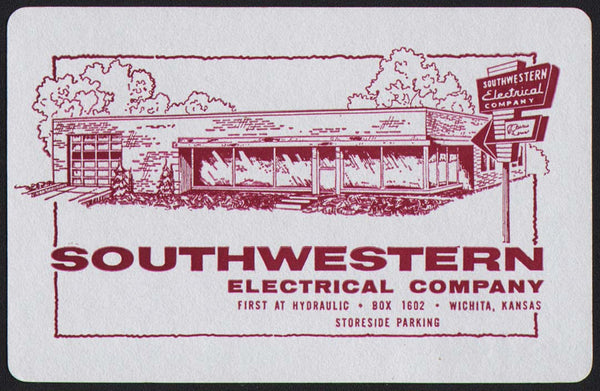 Vintage playing card SOUTHWESTERN ELECTRICAL COMPANY building pictured Wichita Kansas