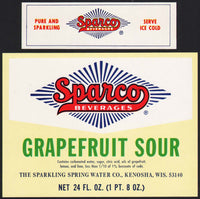 Vintage soda pop bottle label SPARCO GRAPEFRUIT SOUR Kenosha Wisconsin unused