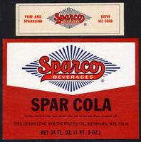Vintage soda pop bottle label SPARCO SPAR COLA Kenosha Wisconsin new old stock