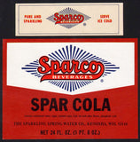 Vintage soda pop bottle label SPARCO SPAR COLA Kenosha Wisconsin new old stock