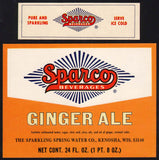 Vintage soda pop bottle label SPARCO GINGER ALE Kenosha Wisconsin new old stock