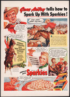 Vintage magazine ad QUAKER SPARKIES cereal from 1942 Gene Autry in Melody Ranch