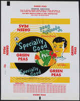 Vintage wrapper SPECIALLY GOOD GREEN PEAS boy pictured Portland Oregon n-mint