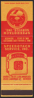 Vintage matchbook cover SPEEDOTACH SERVICE Sun tachometer Los Angeles Denver