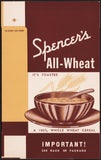 Vintage box SPENCERS ALL WHEAT cereal bowl picture Burns Tennessee unused n-mint