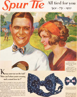 Vintage magazine ad SPUR TIE from 1928 Glenn Tryon and Marian Nixon pictured