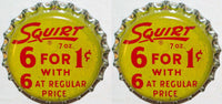 Soda pop bottle caps Lot of 12 SQUIRT 6 for 1 cent cork lined new old stock