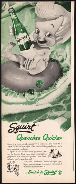Vintage magazine ad SQUIRT SODA 1947 Squirt boy with bottle Quenches Quicker