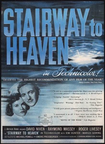 Vintage magazine ad STAIRWAY TO HEAVEN movie from 1947 Niven Massey Livesey