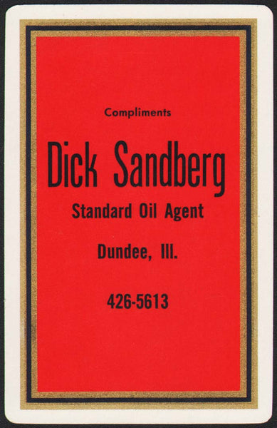 Vintage playing card STANDARD OIL AGENT gas oil Dick Sandberg Dundee Illinois