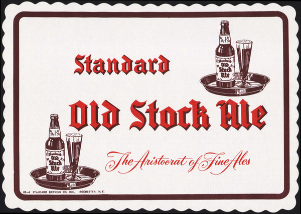 Vintage placemat OLD STOCK ALE bottle glass tray Standard Brewing Rochester NY