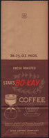 Vintage bag STARS BO KAY COFFEE Saint Louis Missouri unused new old stock n-mint