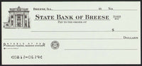 Vintage bank check STATE BANK OF BREESE Illinois bank pictured new old stock n-mint+