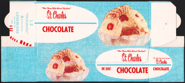 Vintage box ST CHARLES Ice Cream Chocolate Missouri dated 1956 unused n-mint+