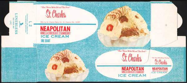 Vintage box ST CHARLES Ice Cream Neapolitan Missouri dated 1956 unused n-mint+