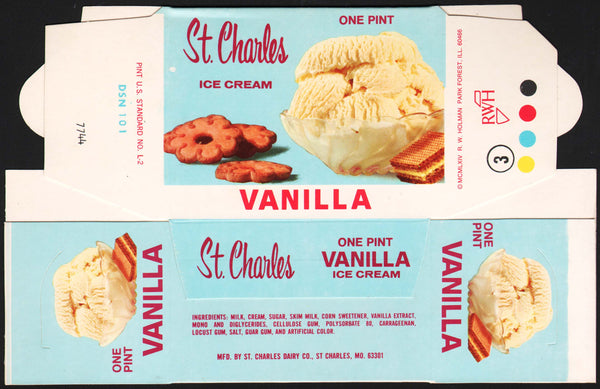 Vintage box ST CHARLES Ice Cream Vanilla Missouri 1964 Pint size unused n-mint+