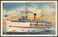 Vintage postcard STEAMER CATALINA Island California picturing the ship linen