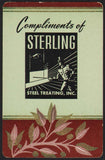 Vintage playing card STERLING STEEL TREATING green background Detroit Michigan