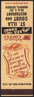 Vintage matchbook cover ST ILLA COURT and RESTAURANT Sea Foods Nahunta Georgia