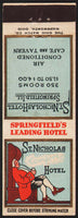 Vintage matchbook cover ST NICHOLAS HOTEL man smoking pipe Springfield Illinois