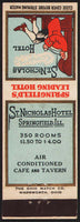 Vintage matchbook cover ST NICHOLAS HOTEL man smoking pipe Springfield Illinois