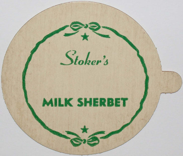 Vintage lid STOKERS Milk Sherbet ice cream unused new old stock n-mint condition