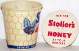 Vintage paper cup STOLLERS HONEY with lid bee pictured Latty Ohio new old stock
